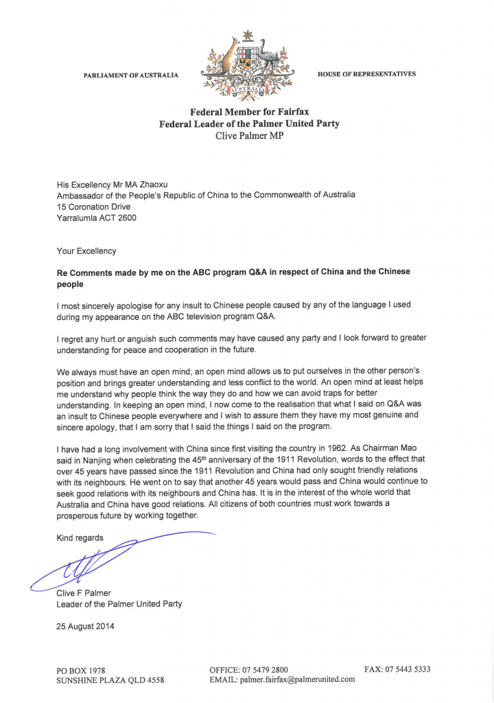 Letter-from-Clive-Palmer-to-Mr-MA-Zhaoxu